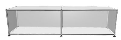 USM Haller Lowboard in Reinweiß, 150 cm breit, offene Fächer, modernes Designmöbel für Wohnzimmer und Büro.